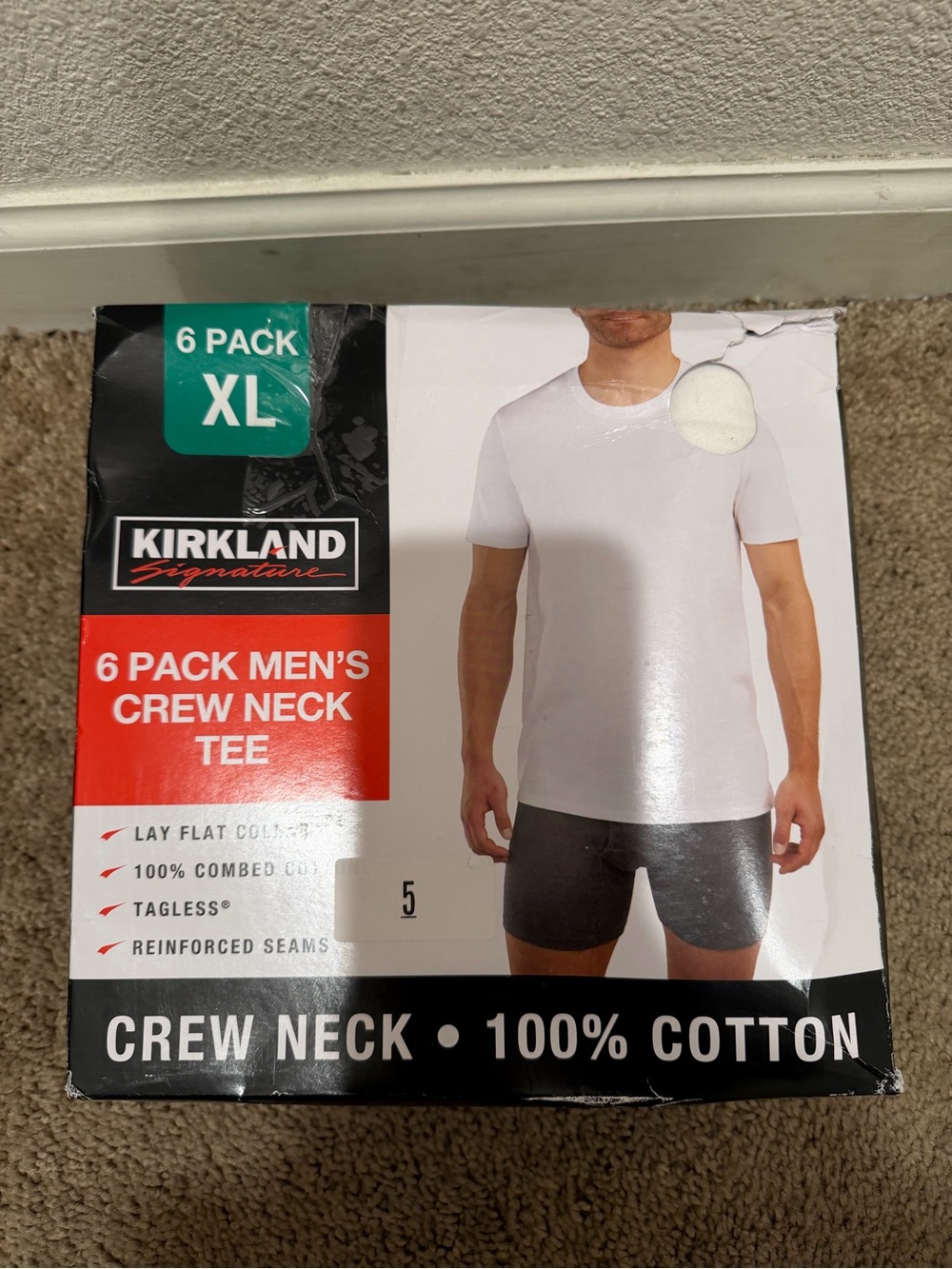 “New” Kirkland Signature Men’s Crew Neck Tee size (XL, 6-Pack)